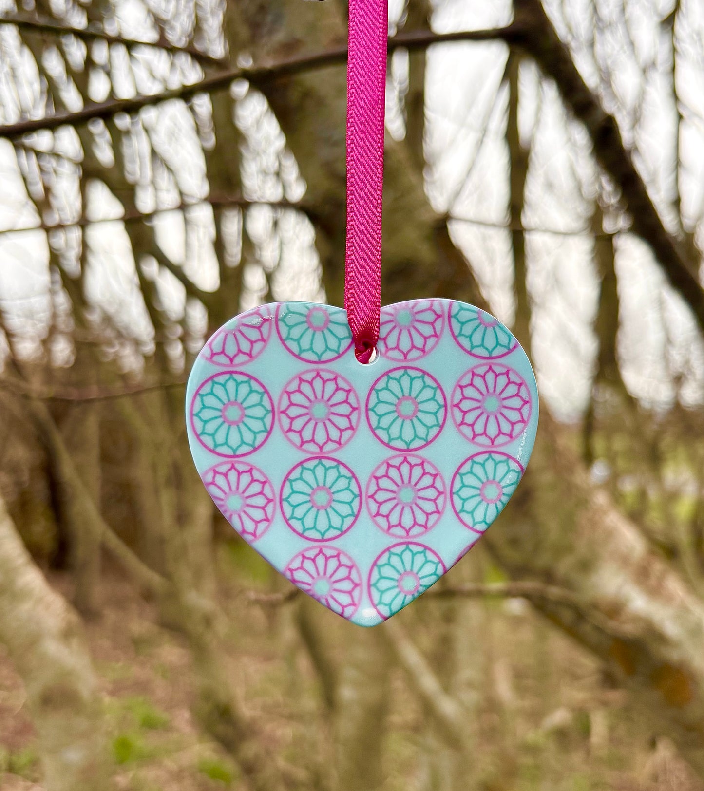 Ceramic Hanging Rose Window Heart