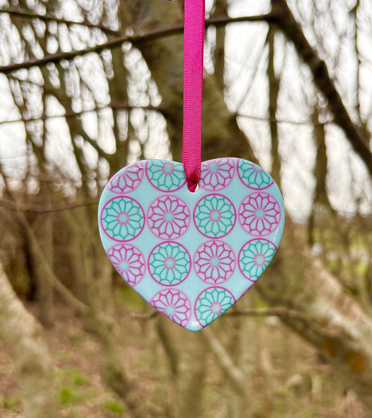 Ceramic Hanging Rose Window Heart