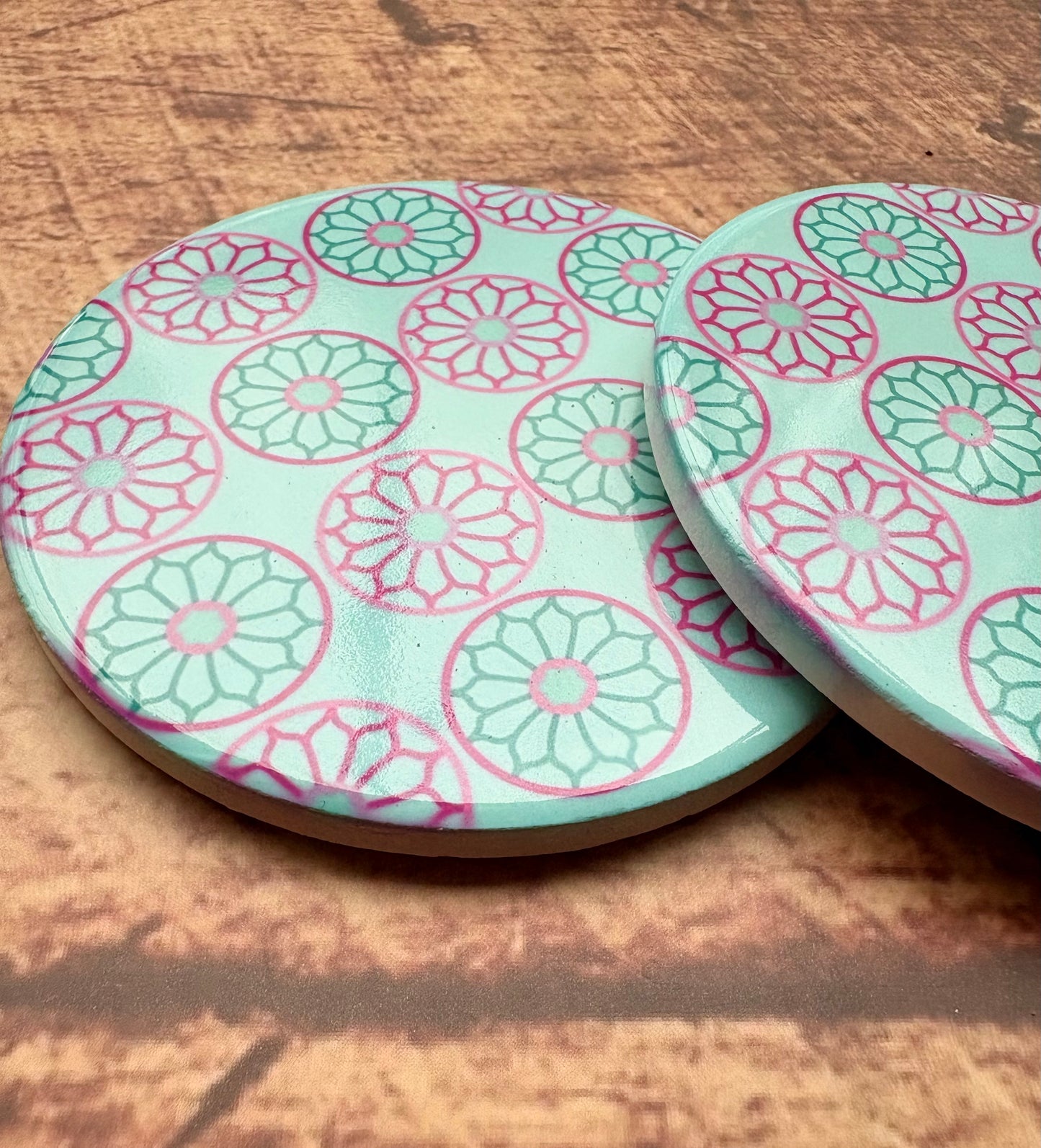 Rose window ceramic coaster