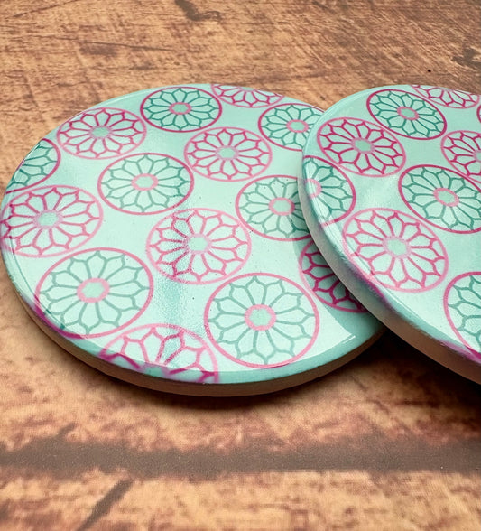 Rose window ceramic coaster