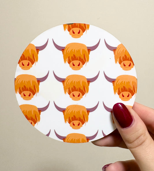 Highland Cow Round Coaster