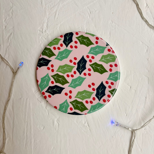 Holly and Berries Ceramic Coaster