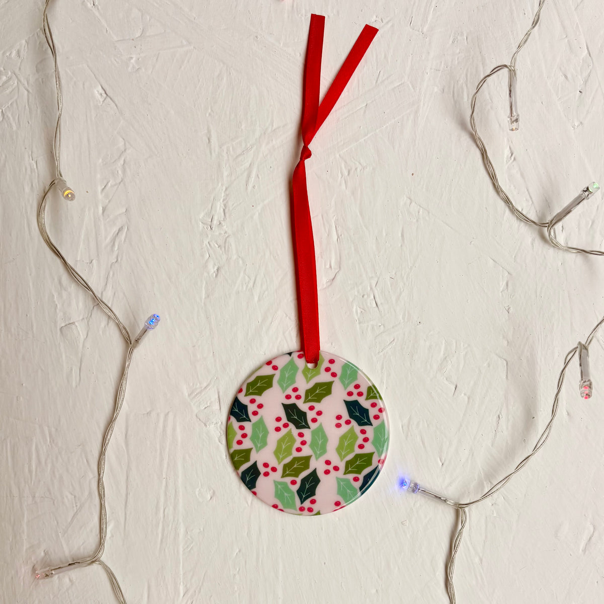 Holly and Berries Ceramic Hanging Decoration